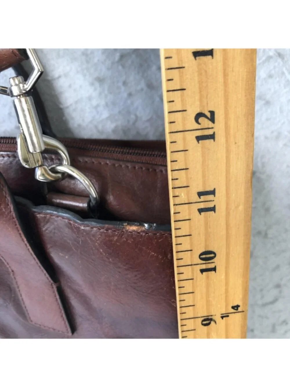 Italian Leather Briefcase Bag Mens Large Brown Zip Crossbody Business Organizer